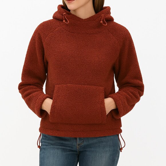 Vince Tops - Vince Cozy Faux Fur Hoodie In Cordovan Size M